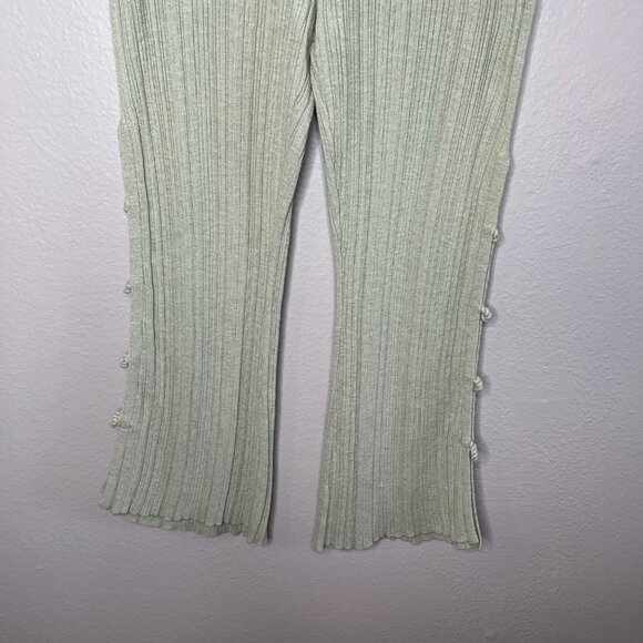 Free People Beach Ribbed Knit Bootcut Pants Slit Side Detail Large - Picture 3 of 12